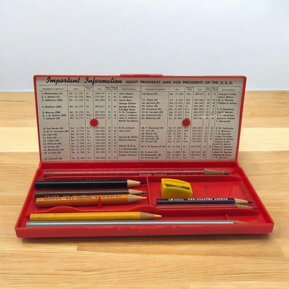 1960 Sterling US Presidents 1-35 Terms in Office Vintage Educational Pencil Case - Picture 3 of 14